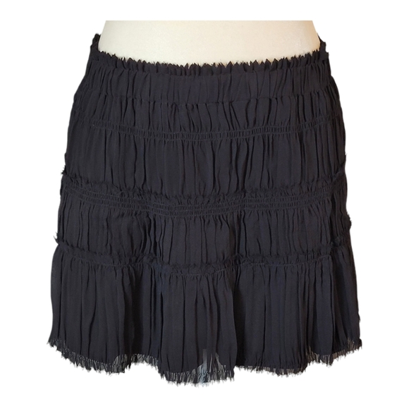 Theory Briona Georgette Silk Skirt Black Tiered Pleated Chiffon Mini Skirt Small - Picture 6 of 14